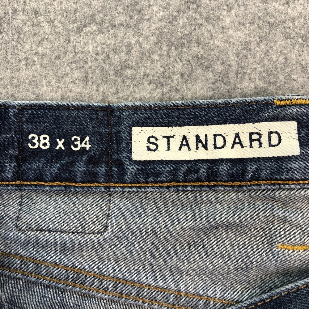 GAP 1969 Mens Jeans 38x34 Standard Straight Leg Blue Dark Wash Cotton Denim - Picture 3 of 15